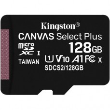 Kingston 128GB microSDHC Canvas Select Plus 100MB/s Read A1 Class10 UHS-I Memory Card with Adapter 