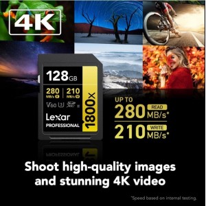 Lexar® 128GB Professional 1800x SDXC™ UHS-II Card  (GOLD Series)