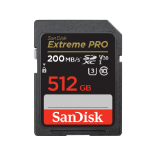 SanDisk Extreme Pro UHS-I SDXC 512GB Class 10 V30 (200MB/s) Memory Card