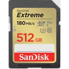 SanDisk Extreme UHS-I SDXC 512GB Class 10 V30 (180MB/s) Memory Card